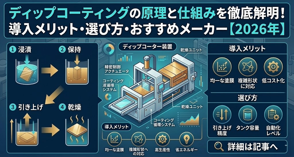ディップコーティングの原理と仕組みを徹底解明！導入メリット・選び方・おすすめメーカー【2026年】
